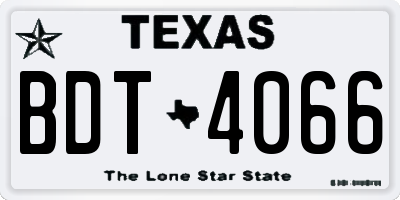 TX license plate BDT4066