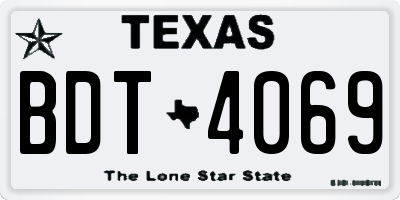 TX license plate BDT4069