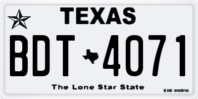 TX license plate BDT4071