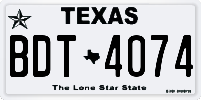 TX license plate BDT4074