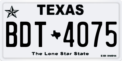 TX license plate BDT4075