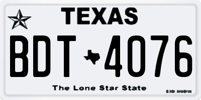 TX license plate BDT4076