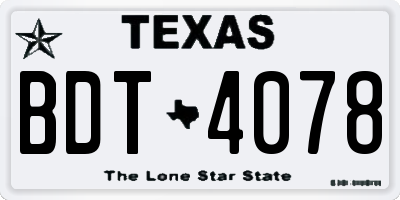 TX license plate BDT4078