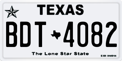 TX license plate BDT4082