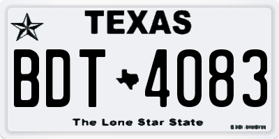 TX license plate BDT4083