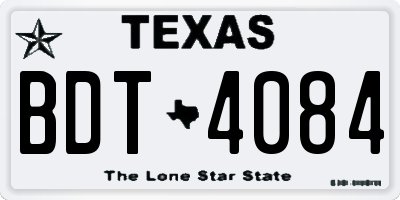 TX license plate BDT4084