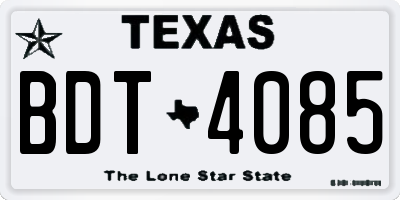 TX license plate BDT4085
