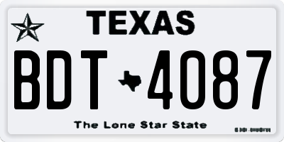 TX license plate BDT4087