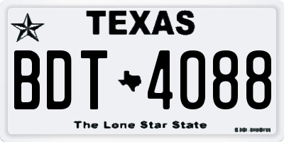 TX license plate BDT4088