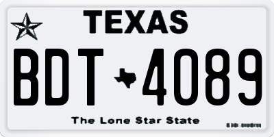 TX license plate BDT4089