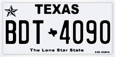 TX license plate BDT4090