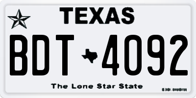 TX license plate BDT4092