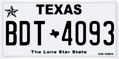 TX license plate BDT4093