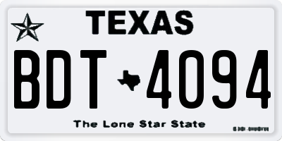 TX license plate BDT4094