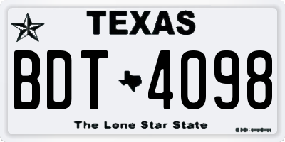 TX license plate BDT4098