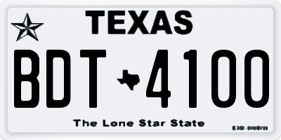 TX license plate BDT4100