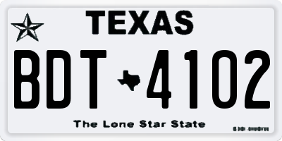 TX license plate BDT4102