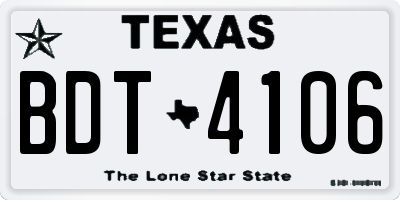 TX license plate BDT4106