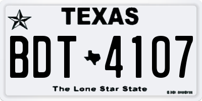 TX license plate BDT4107