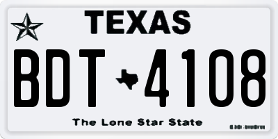 TX license plate BDT4108