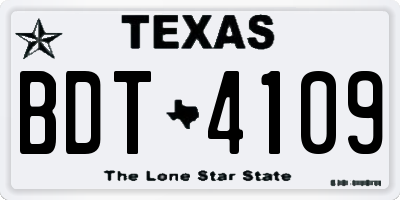 TX license plate BDT4109