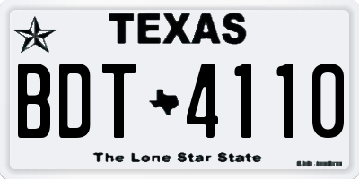 TX license plate BDT4110