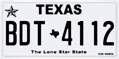 TX license plate BDT4112