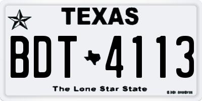 TX license plate BDT4113