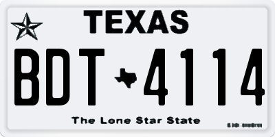 TX license plate BDT4114