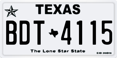 TX license plate BDT4115