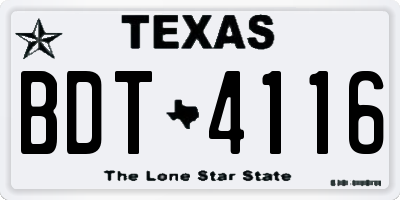 TX license plate BDT4116