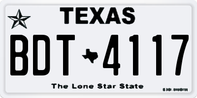 TX license plate BDT4117