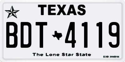 TX license plate BDT4119