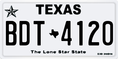 TX license plate BDT4120
