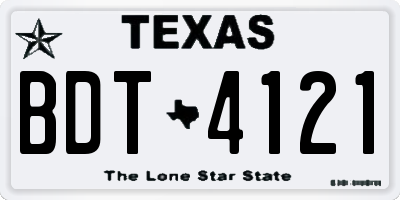 TX license plate BDT4121