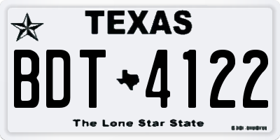 TX license plate BDT4122