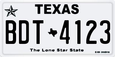 TX license plate BDT4123