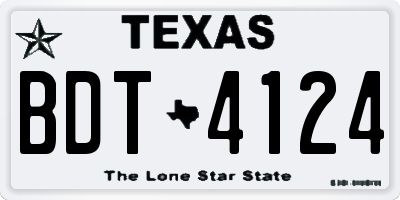 TX license plate BDT4124