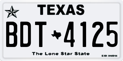 TX license plate BDT4125