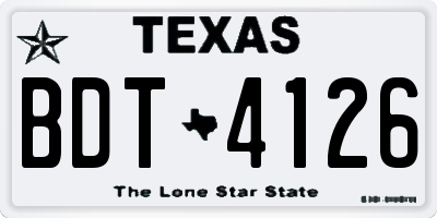 TX license plate BDT4126