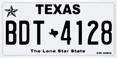 TX license plate BDT4128