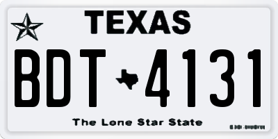 TX license plate BDT4131