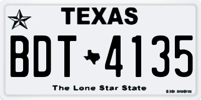 TX license plate BDT4135