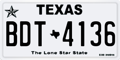 TX license plate BDT4136