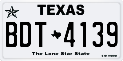 TX license plate BDT4139
