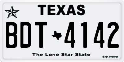 TX license plate BDT4142