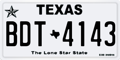 TX license plate BDT4143
