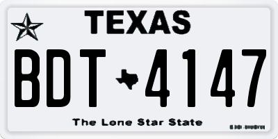 TX license plate BDT4147