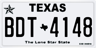 TX license plate BDT4148