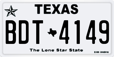 TX license plate BDT4149